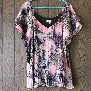 Plus size Flutter sleeve stretch blouse